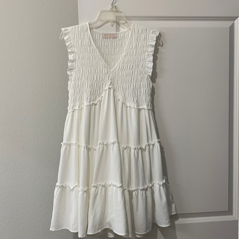 White v-neck summer dress